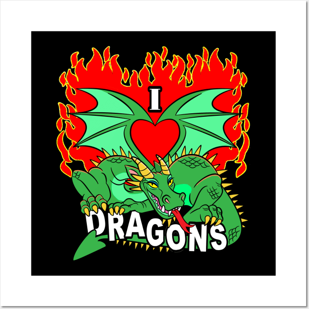 I Heart Dragons Wall Art by Toonicorn